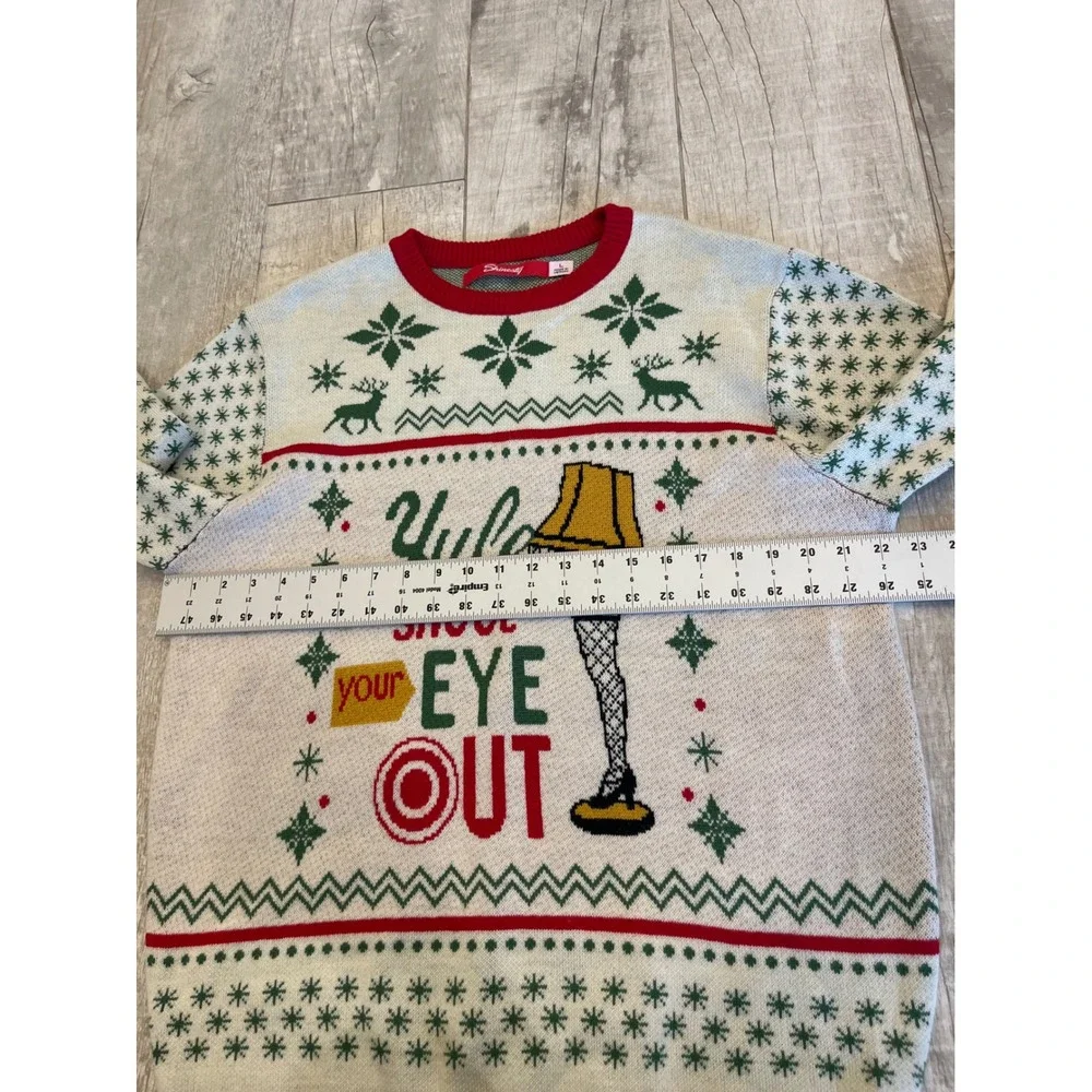 Shinesty Mens Christmas Story Leg‎ Lamp Sweater Karbach Brewing White Large